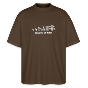 DeFi Évolution de la finance décentralisée de l’argent BTC - T-shirt bio Blaster 2.0 coupe oversize Stanley/Stella Unisexe - marron foncé - Devant - Alina (178cm) & Michal (187cm)