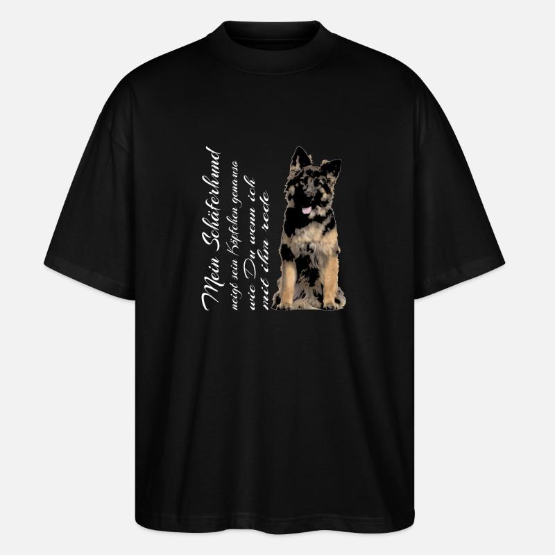 Deutscher Schäferhund neigt Köpfchen - Stanley/Stella Oversized Unisex Bio T-Shirt Blaster 2.0 - Schwarz