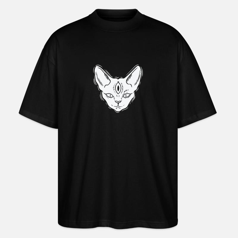 Chat d’horreur de style gothique - T-shirt bio Blaster 2.0 coupe oversize Stanley/Stella Unisexe - noir
