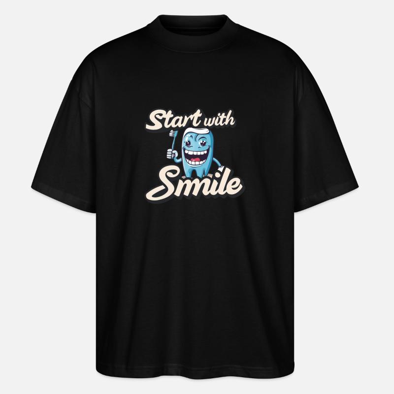 Start With Smile - Stanley/Stella Oversized Unisex Bio T-Shirt Blaster 2.0 - Schwarz