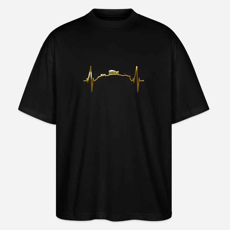 Athènes Skyline Heartbeat Grèce Acropole - T-shirt bio Blaster 2.0 coupe oversize Stanley/Stella Unisexe - noir
