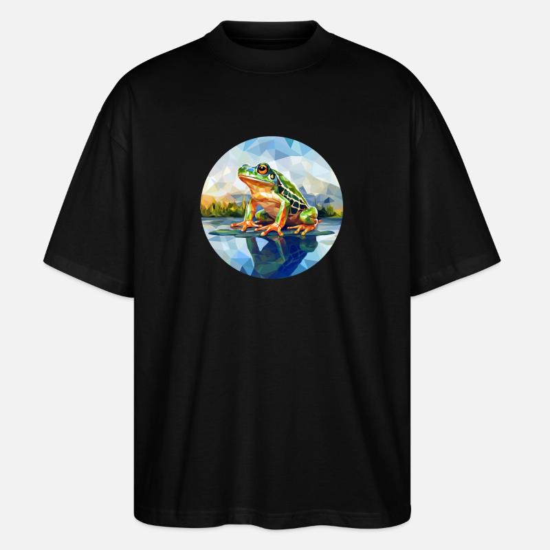 Polygoner Frosch im Teich - Stanley/Stella Oversized Unisex Bio T-Shirt Blaster 2.0 - Schwarz