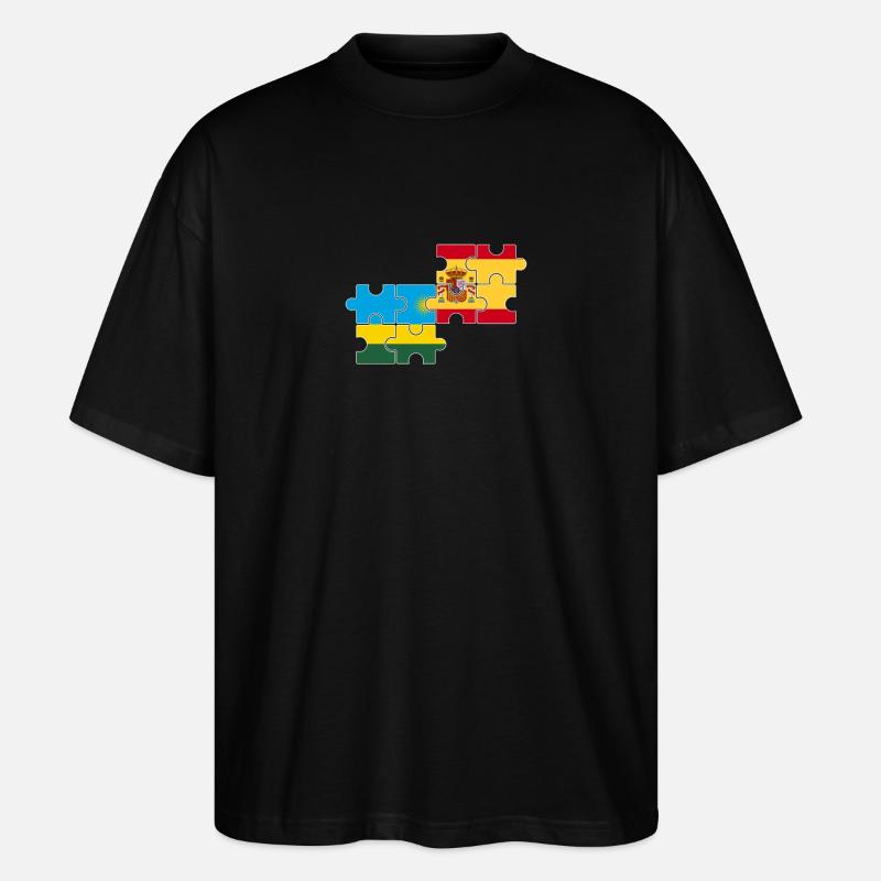 Rwanda Espagne Drapeau Espagnol Rwandais - T-shirt bio Blaster 2.0 coupe oversize Stanley/Stella Unisexe - noir