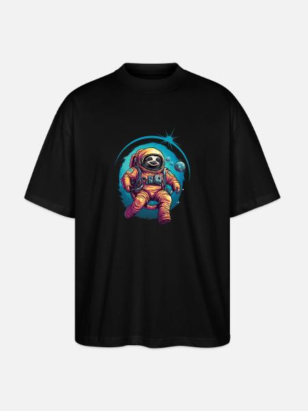 Sloth Astronaut Space Space Gift - Stanley/Stella Oversized Unisex Organic T-shirt Blaster 2.0 - black