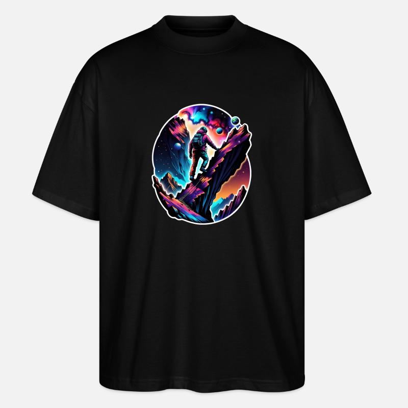escalade - lune - espace - T-shirt bio Blaster 2.0 coupe oversize Stanley/Stella Unisexe - noir