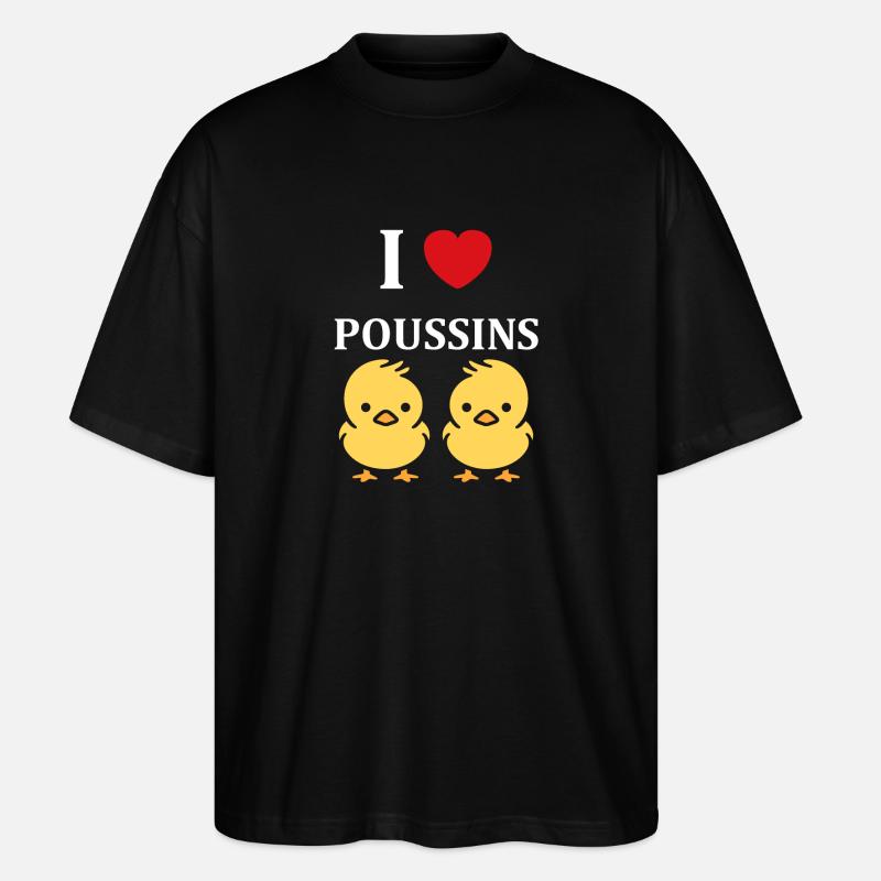 J'aime les poussins - T-shirt bio Blaster 2.0 coupe oversize Stanley/Stella Unisexe - noir