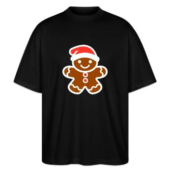 Lebkuchenmann - Stanley/Stella Oversized Unisex Bio T-Shirt Blaster 2.0 - Schwarz - Vorne - Alina (178cm) & Michal (187cm)