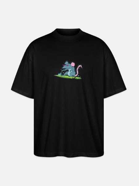 Rat Surfing Pet Rodent - Stanley/Stella Oversized Unisex Organic T-shirt Blaster 2.0 - black