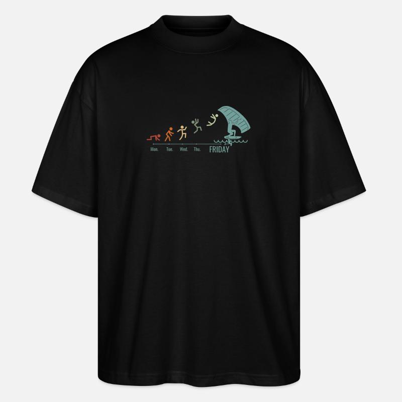 Wingfoil-Surfer Wingfoiling Hydrofoil Wochenende - Stanley/Stella Oversized Unisex Bio T-Shirt Blaster 2.0 - Schwarz