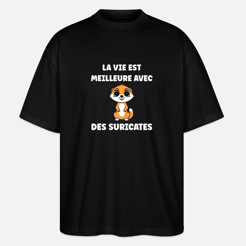 Humour petit suricate - T-shirt bio Blaster 2.0 coupe oversize Stanley/Stella Unisexe - noir