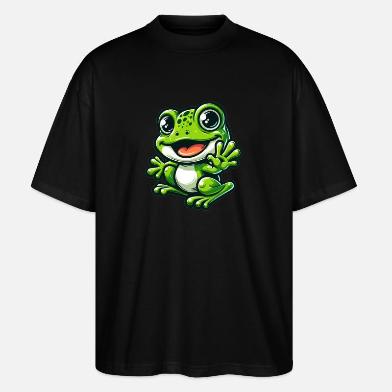 Frog Comic Cute Frog - Stanley/Stella Oversized Unisex Organic T-shirt Blaster 2.0 - black