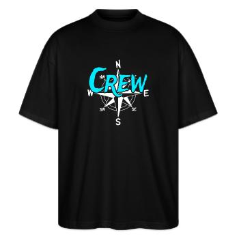 Crew Bootscrew Skipper Segler Kapitän - Stanley/Stella Oversized Unisex Bio T-Shirt Blaster 2.0 - Schwarz - Vorne - Alina (178cm) & Michal (187cm)