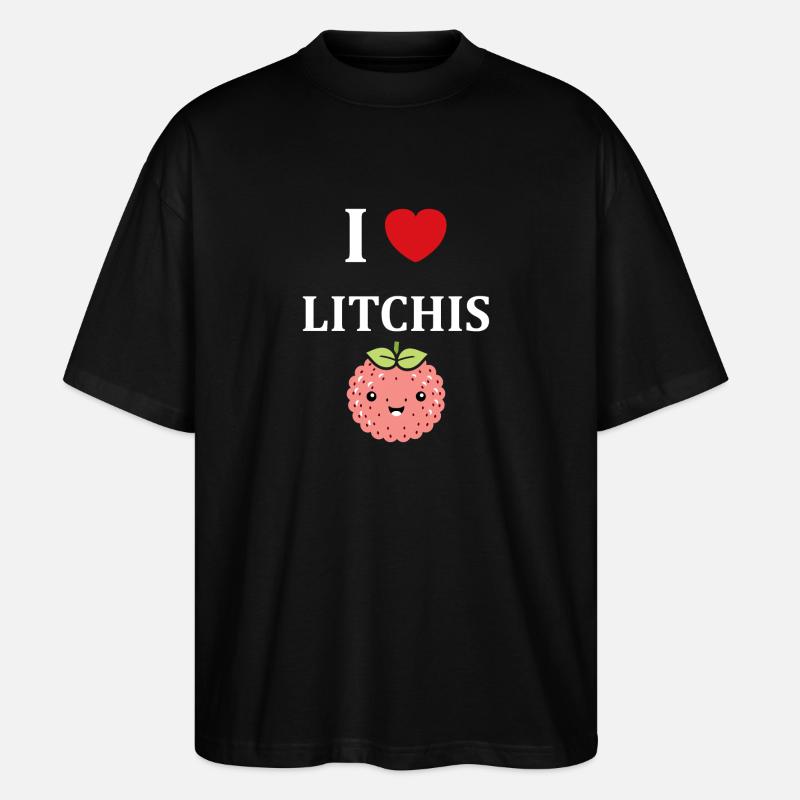 Fruit Humour petit litchi - T-shirt bio Blaster 2.0 coupe oversize Stanley/Stella Unisexe - noir
