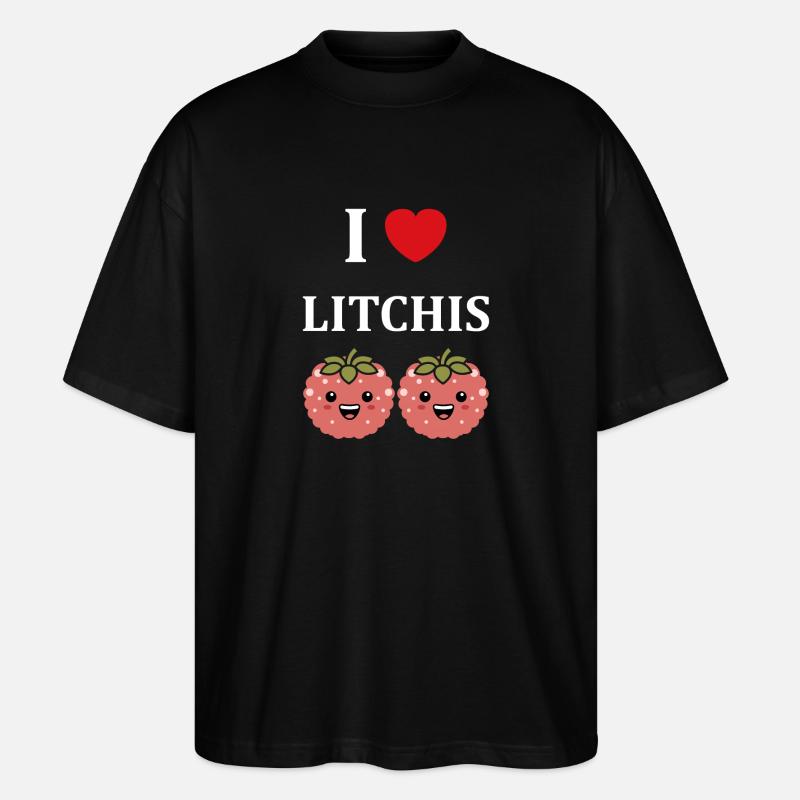 Fruit Humour petit litchi - T-shirt bio Blaster 2.0 coupe oversize Stanley/Stella Unisexe - noir