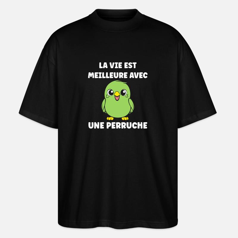 Oiseaux perruches humour petite perruche - T-shirt bio Blaster 2.0 coupe oversize Stanley/Stella Unisexe - noir