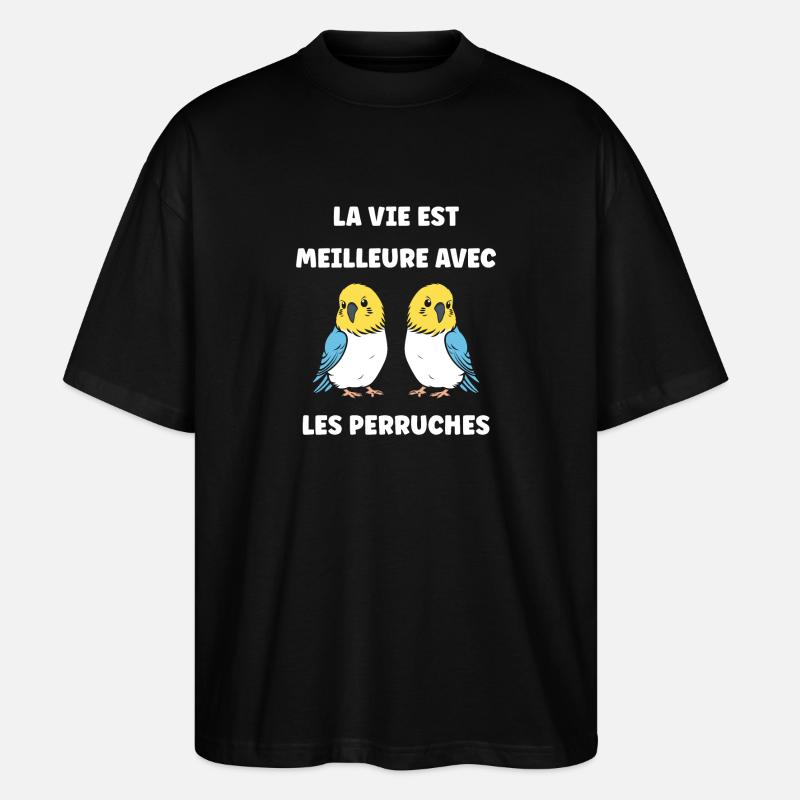 Oiseaux perruches humour petite perruche - T-shirt bio Blaster 2.0 coupe oversize Stanley/Stella Unisexe - noir