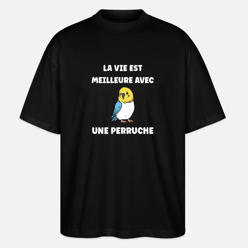 Oiseaux perruches humour petite perruche - T-shirt bio Blaster 2.0 coupe oversize Stanley/Stella Unisexe - noir