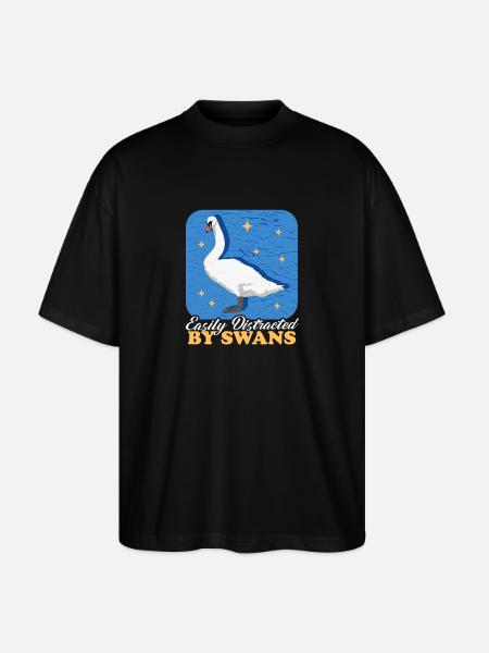 Swan Swan Lover Swans Gift - Stanley/Stella Oversized Unisex Organic T-shirt Blaster 2.0 - black
