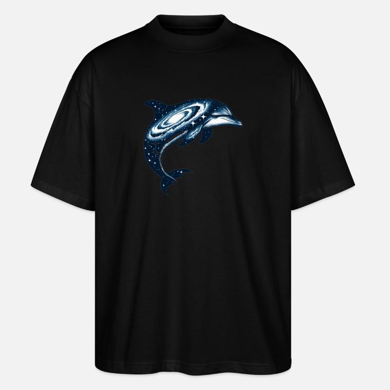 Dolphin Space Galaxy Universe - Stanley/Stella Oversized Unisex Organic T-shirt Blaster 2.0 - black