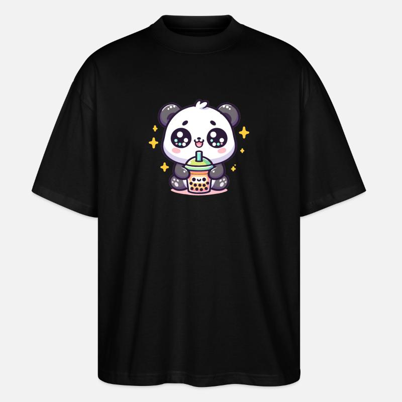 Panda Bubble Tea Boba Kawaii - Stanley/Stella Oversized Unisex Bio T-Shirt Blaster 2.0 - Schwarz