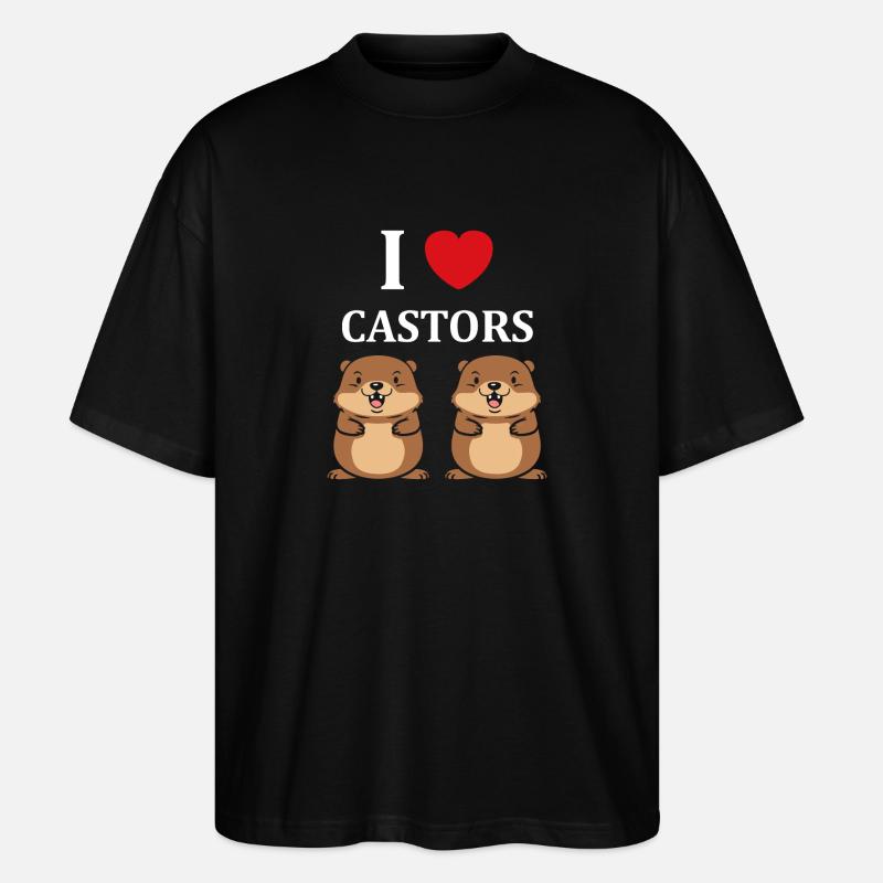 Humour petit castor - T-shirt bio Blaster 2.0 coupe oversize Stanley/Stella Unisexe - noir