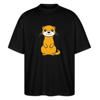 Humour petite fouine - T-shirt bio Blaster 2.0 coupe oversize Stanley/Stella Unisexe - noir - Devant - Alina (178cm) & Michal (187cm)