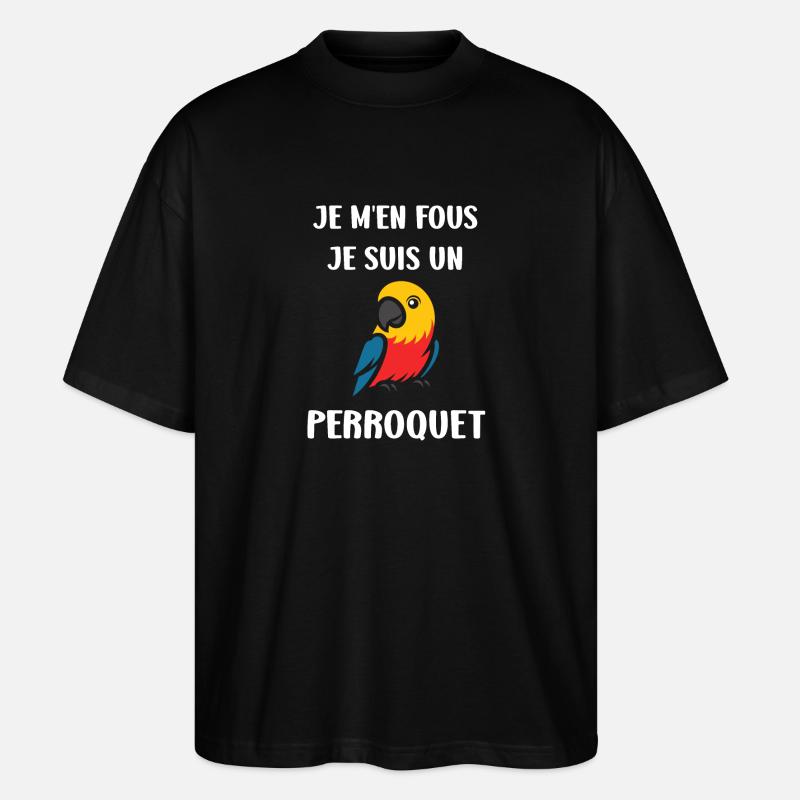 Humour petit perroquet - T-shirt bio Blaster 2.0 coupe oversize Stanley/Stella Unisexe - noir