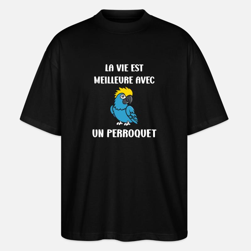 Humour petit perroquet - T-shirt bio Blaster 2.0 coupe oversize Stanley/Stella Unisexe - noir