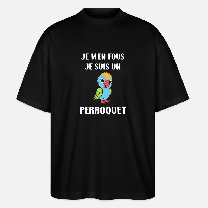 Humour petit perroquet - T-shirt bio Blaster 2.0 coupe oversize Stanley/Stella Unisexe - noir