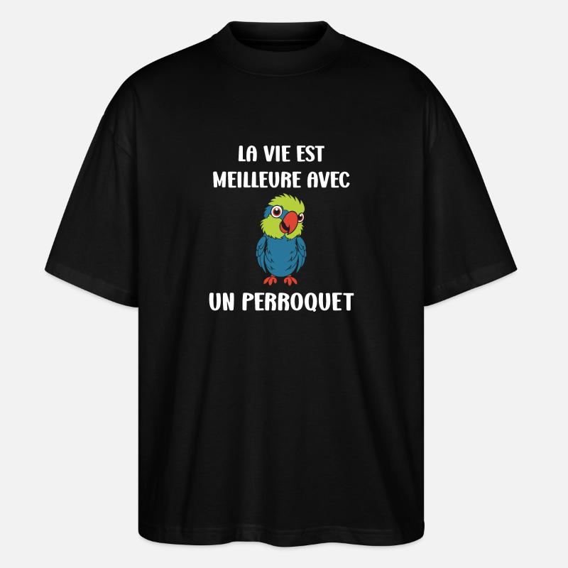 Humour petit perroquet - T-shirt bio Blaster 2.0 coupe oversize Stanley/Stella Unisexe - noir