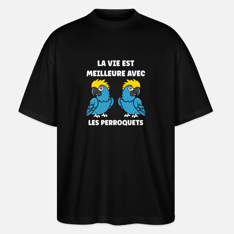 Humour petit perroquet - T-shirt bio Blaster 2.0 coupe oversize Stanley/Stella Unisexe - noir