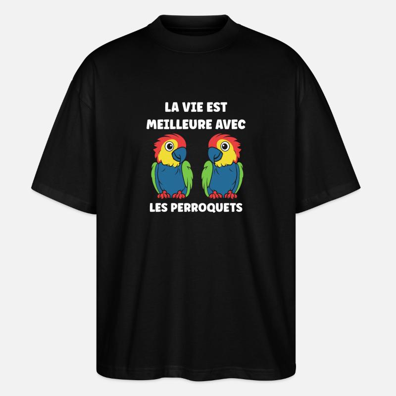 Humour petit perroquet - T-shirt bio Blaster 2.0 coupe oversize Stanley/Stella Unisexe - noir