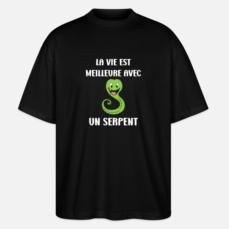 Humour petit serpent - T-shirt bio Blaster 2.0 coupe oversize Stanley/Stella Unisexe - noir