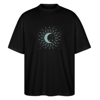 Cratère de ciel nocturne de la lune et de la starlette - T-shirt bio Blaster 2.0 coupe oversize Stanley/Stella Unisexe - noir - Devant - Alina (178cm) & Michal (187cm)