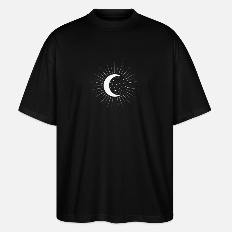 Moon, Pattern, Night Sky, Night - Stanley/Stella Oversized Unisex Organic T-shirt Blaster 2.0 - black
