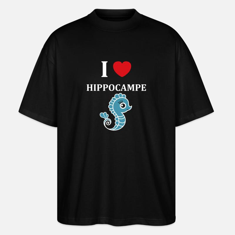 Humour petit Hippocampe - T-shirt bio Blaster 2.0 coupe oversize Stanley/Stella Unisexe - noir