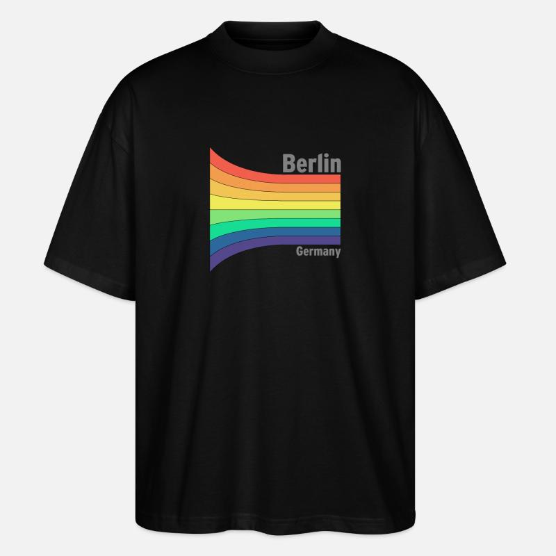 Berlin Regenbogen Stolz Souvenir Mitbringsel - Stanley/Stella Oversized Unisex Bio T-Shirt Blaster 2.0 - Schwarz