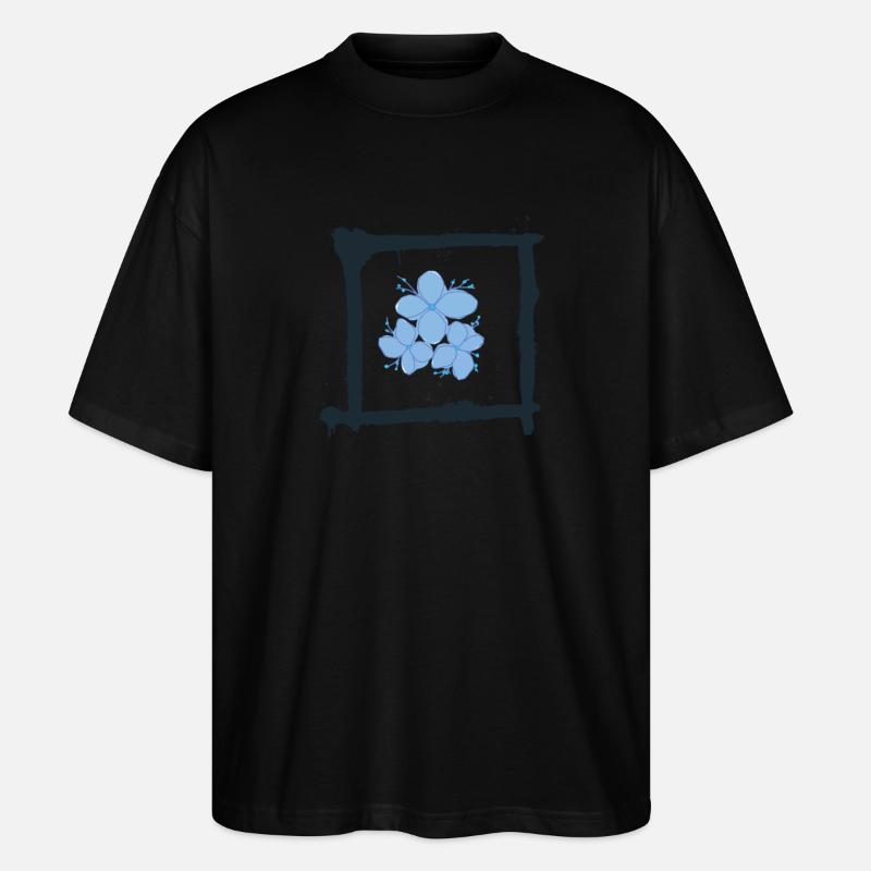 blaue Blume flower blühen - Stanley/Stella Oversized Unisex Bio T-Shirt Blaster 2.0 - Schwarz