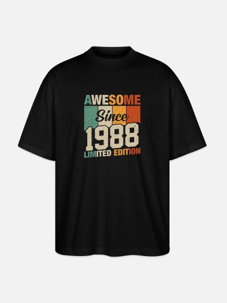 Retro Birthday 1988 - Stanley/Stella Oversized Unisex Organic T-shirt Blaster 2.0 - black