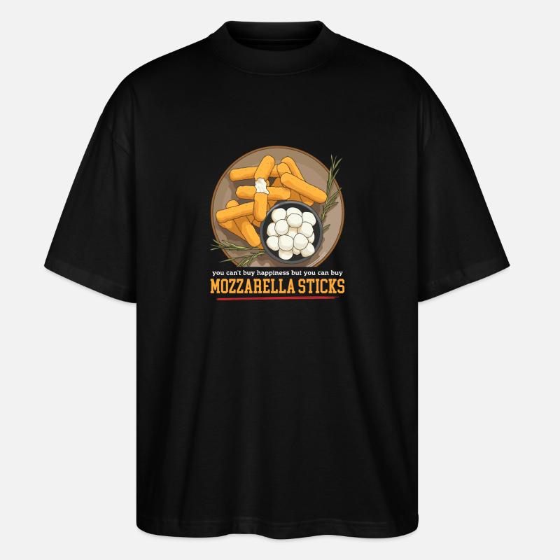 Mozzarella Sticks Käse Mozzarella-Sticks Geschenk - Stanley/Stella Oversized Unisex Bio T-Shirt Blaster 2.0 - Schwarz