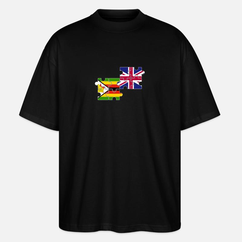 Zimbabwe Royaume-Uni Drapeau britannique Zimbabwéen - T-shirt bio Blaster 2.0 coupe oversize Stanley/Stella Unisexe - noir
