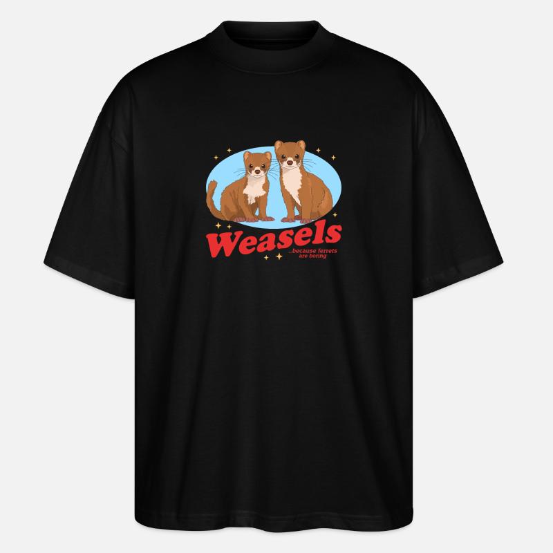 Weasel Hermännchen Mouse Weasel Gift - Stanley/Stella Oversized Unisex Organic T-shirt Blaster 2.0 - black