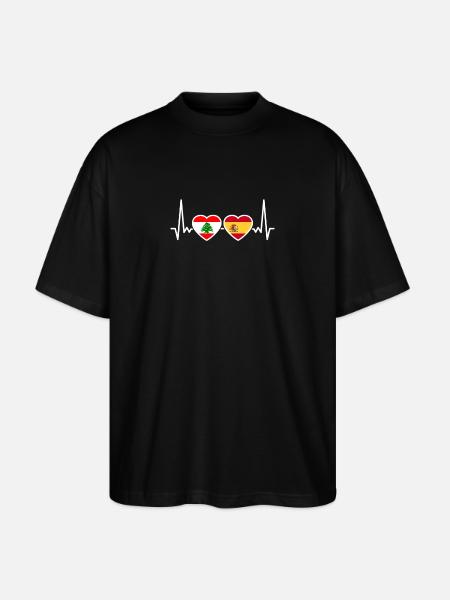 Liban Espagne Heartbeat Flag Libanais - T-shirt bio Blaster 2.0 coupe oversize Stanley/Stella Unisexe - noir