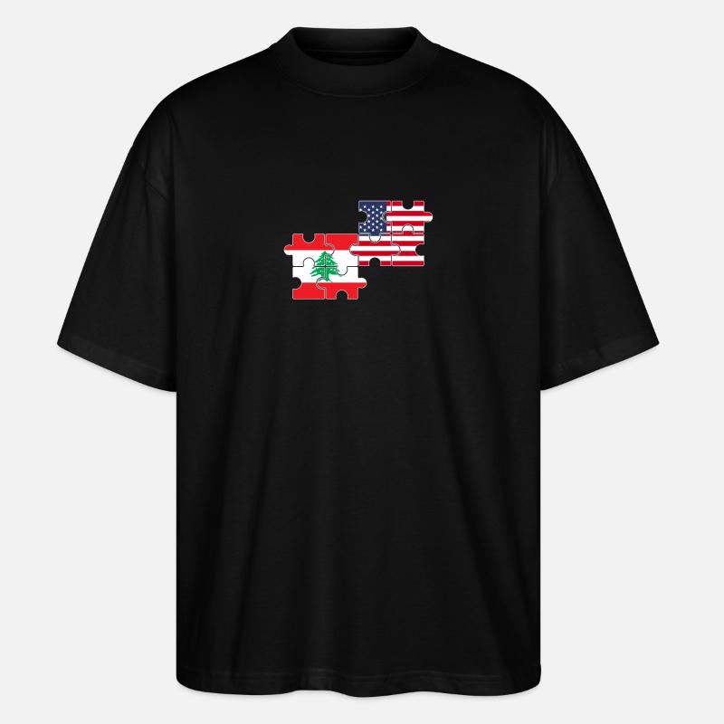 Liban États-Unis Drapeau Américain Libanais - T-shirt bio Blaster 2.0 coupe oversize Stanley/Stella Unisexe - noir