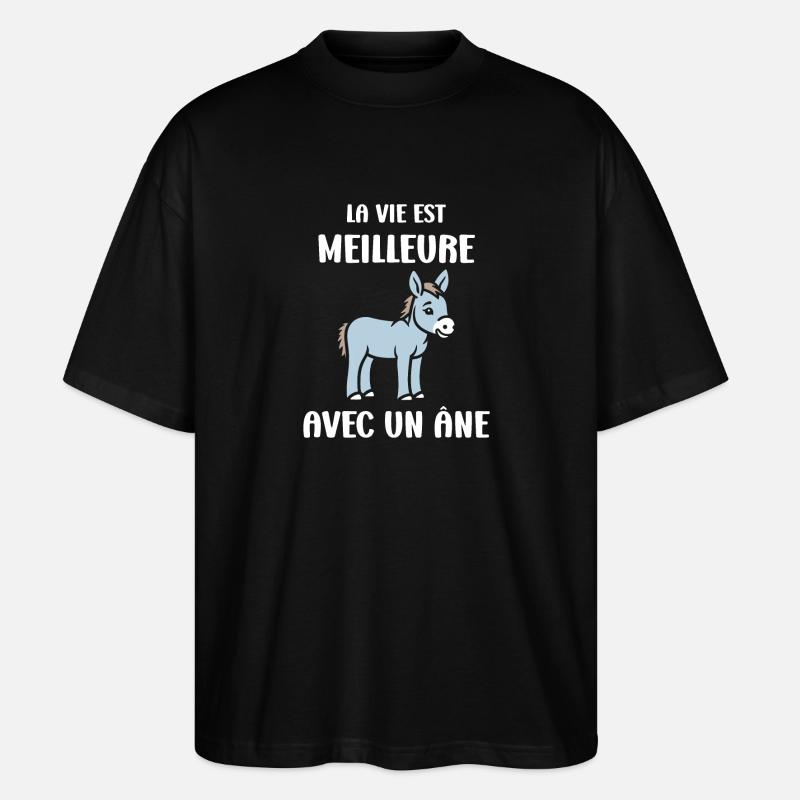 Humour petit âne - T-shirt bio Blaster 2.0 coupe oversize Stanley/Stella Unisexe - noir