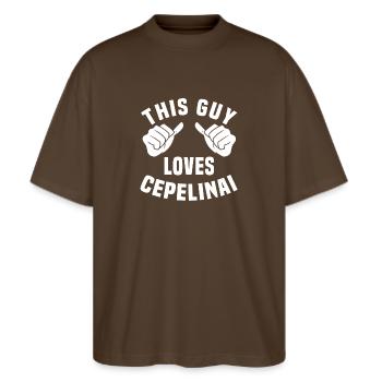 This guy loves Cepelinai - Stanley/Stella Oversized Unisex Organic T-shirt Blaster 2.0 - mocha - Front - Alina (178cm) & Michal (187cm)