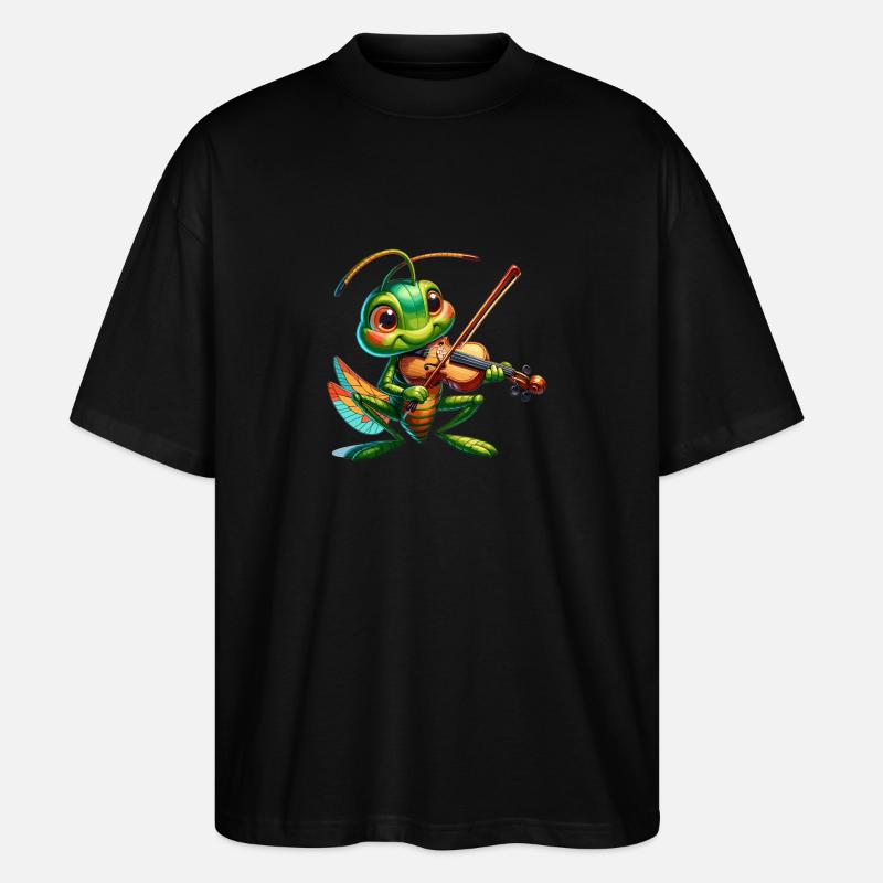 Grashüpfer mit Geige - Stanley/Stella Oversized Unisex Bio T-Shirt Blaster 2.0 - Schwarz