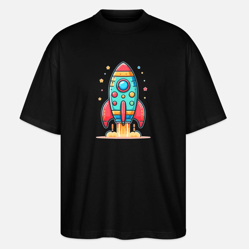 fusée au design enfantin - T-shirt bio Blaster 2.0 coupe oversize Stanley/Stella Unisexe - noir
