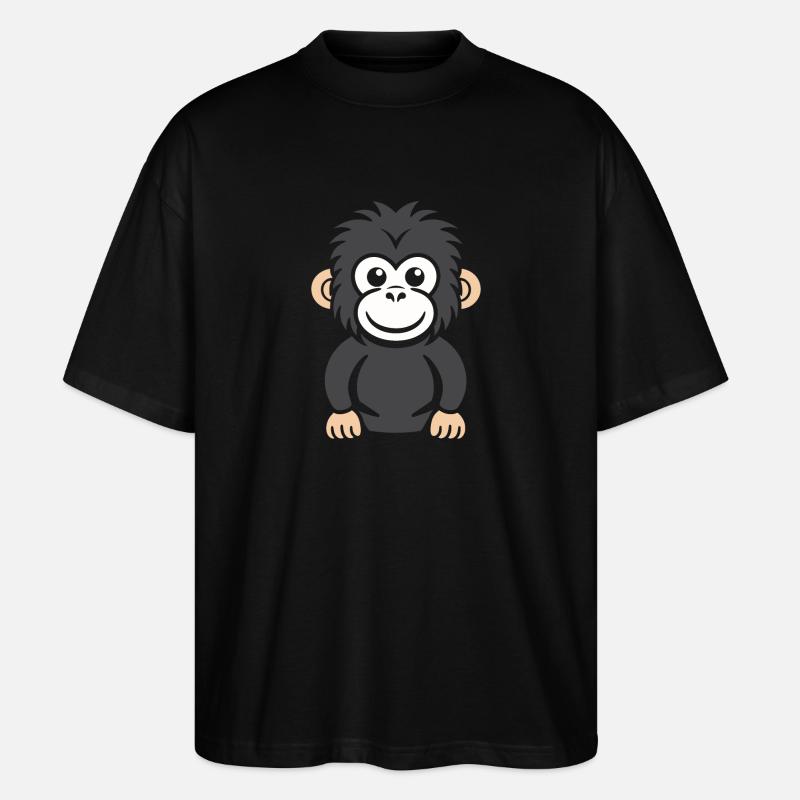Humour petit singe babouin - T-shirt bio Blaster 2.0 coupe oversize Stanley/Stella Unisexe - noir