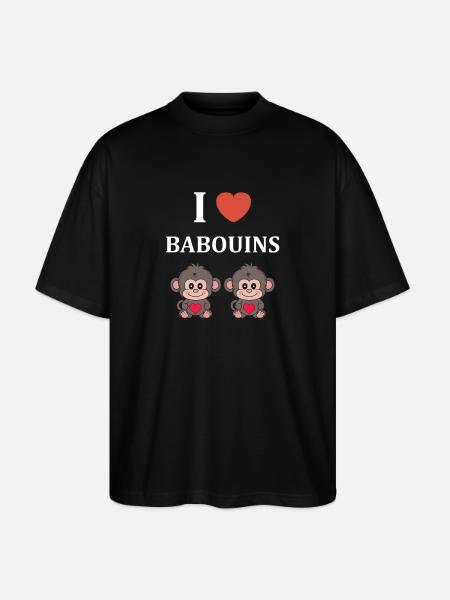 Humour petit singe babouin - T-shirt bio Blaster 2.0 coupe oversize Stanley/Stella Unisexe - noir